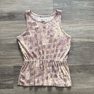 Maurices Beige and Mauve Printed Sleeveless Peplum Tank